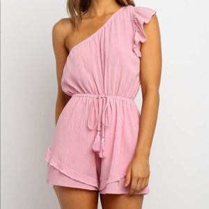 Pink one shoulder romper